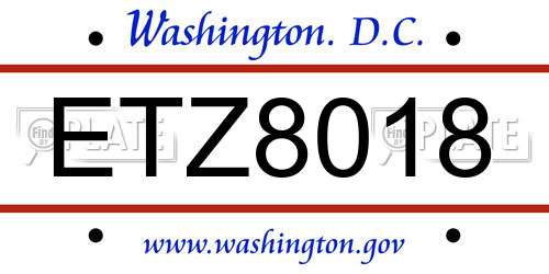 ETZ8018 District Of Columbia License Plate