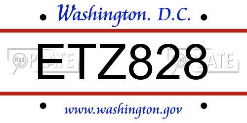 ETZ828 District Of Columbia License Plate
