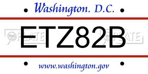 ETZ82B District Of Columbia License Plate