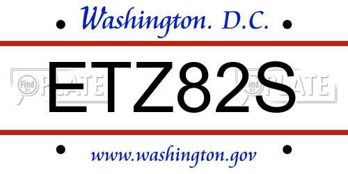 ETZ82S District Of Columbia License Plate