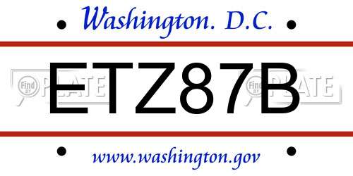 ETZ87B District Of Columbia License Plate
