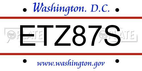 ETZ87S District Of Columbia License Plate