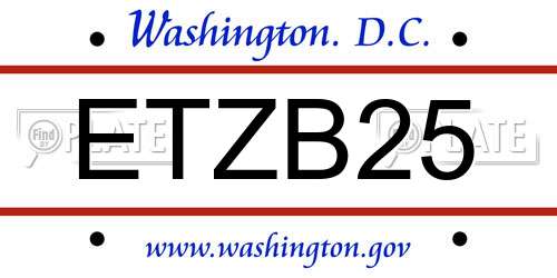 ETZB25 District Of Columbia License Plate