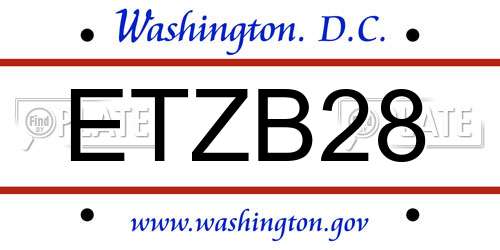 ETZB28 District Of Columbia License Plate
