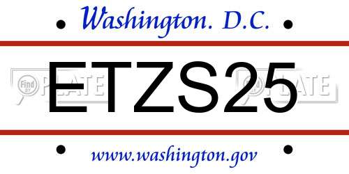 ETZS25 District Of Columbia License Plate