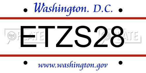 ETZS28 District Of Columbia License Plate