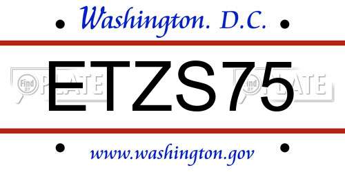 ETZS75 District Of Columbia License Plate