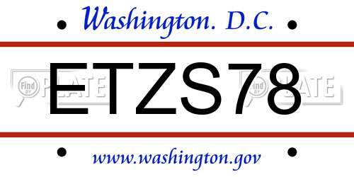 ETZS78 District Of Columbia License Plate