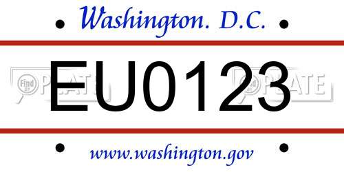 EU0123 District Of Columbia License Plate