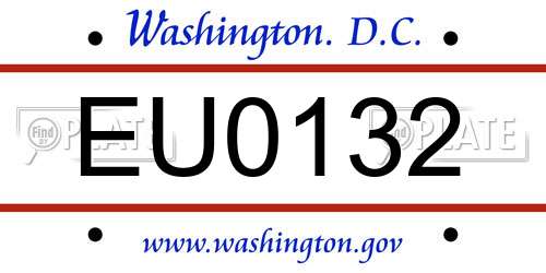 EU0132 District Of Columbia License Plate