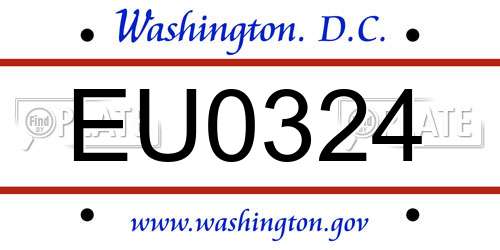 EU0324 District Of Columbia License Plate