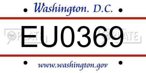 EU0369 District Of Columbia License Plate