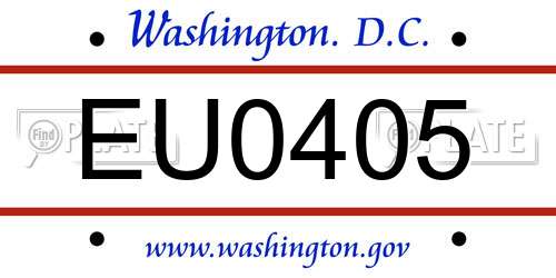 EU0405 District Of Columbia License Plate
