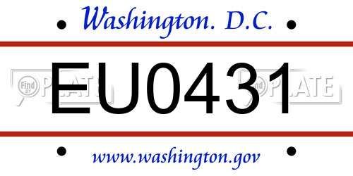 EU0431 District Of Columbia License Plate