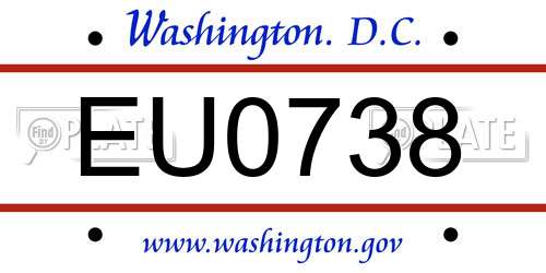 EU0738 District Of Columbia License Plate
