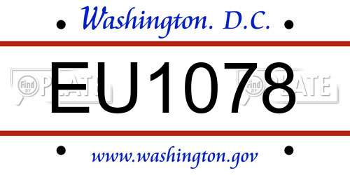 EU1078 District Of Columbia License Plate