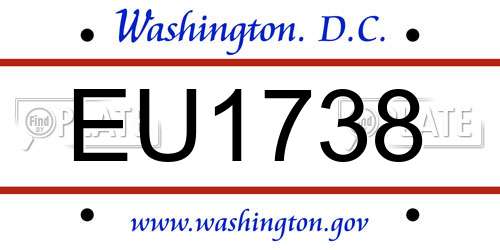 EU1738 District Of Columbia License Plate