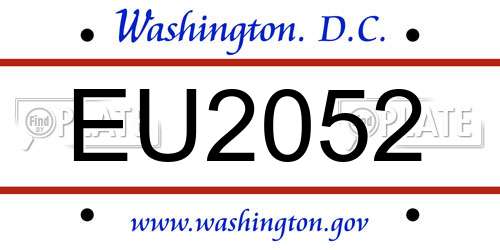 EU2052 District Of Columbia License Plate