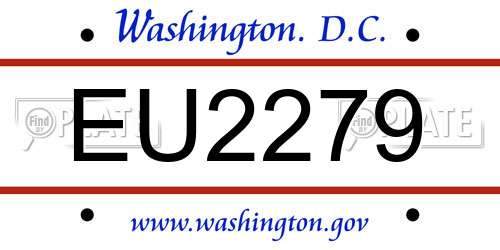 EU2279 District Of Columbia License Plate