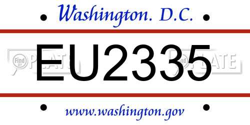 EU2335 District Of Columbia License Plate