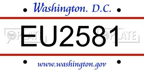 EU2581 District Of Columbia License Plate