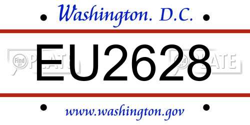 EU2628 District Of Columbia License Plate