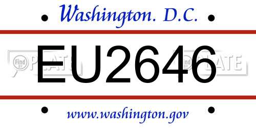 EU2646 District Of Columbia License Plate