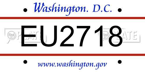 EU2718 District Of Columbia License Plate