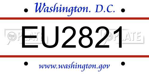 EU2821 District Of Columbia License Plate