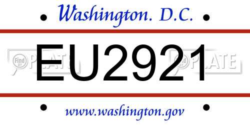 EU2921 District Of Columbia License Plate