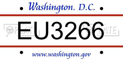 EU3266 District Of Columbia License Plate