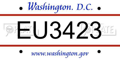 EU3423 District Of Columbia License Plate