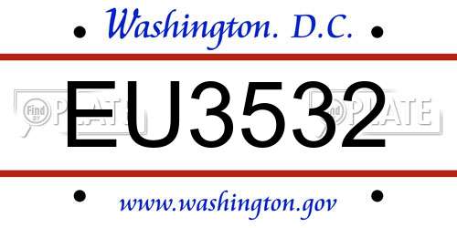 EU3532 District Of Columbia License Plate