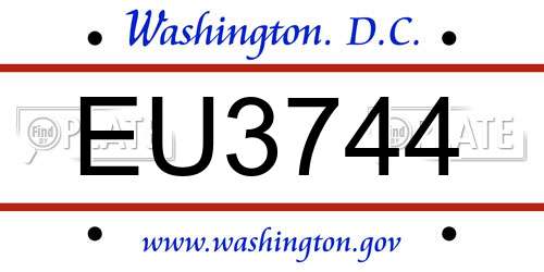 EU3744 District Of Columbia License Plate