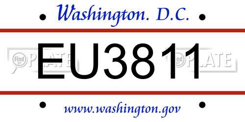 EU3811 District Of Columbia License Plate
