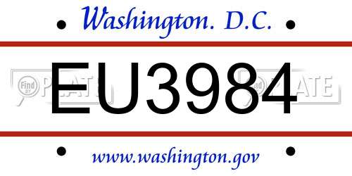 EU3984 District Of Columbia License Plate