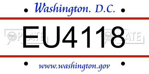 EU4118 District Of Columbia License Plate