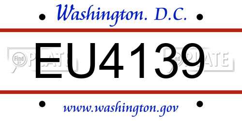 EU4139 District Of Columbia License Plate