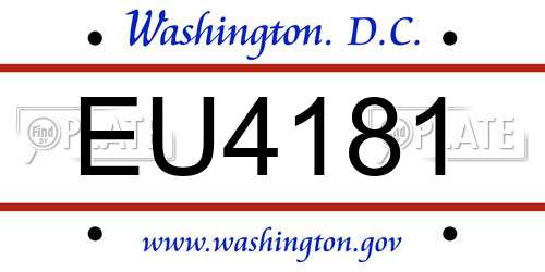 EU4181 District Of Columbia License Plate