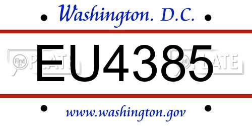 EU4385 District Of Columbia License Plate