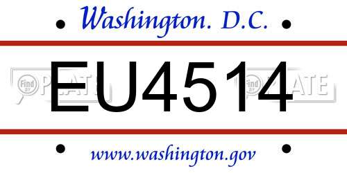 EU4514 District Of Columbia License Plate