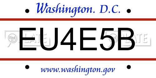 EU4E5B District Of Columbia License Plate