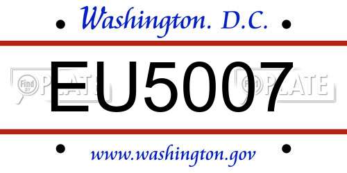EU5007 District Of Columbia License Plate