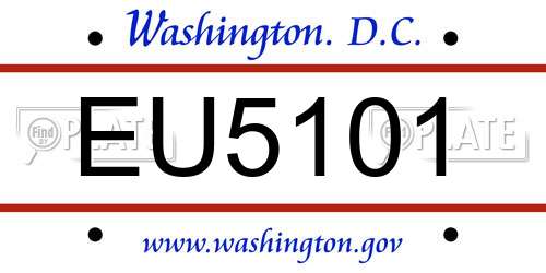 EU5101 District Of Columbia License Plate