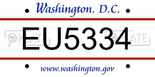 EU5334 District Of Columbia License Plate