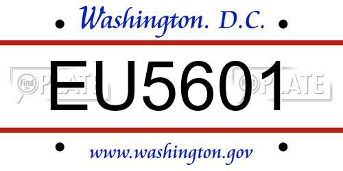 EU5601 District Of Columbia License Plate