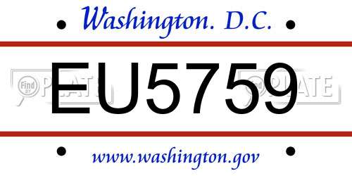 EU5759 District Of Columbia License Plate