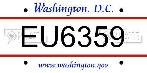 EU6359 District Of Columbia License Plate