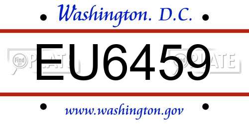 EU6459 District Of Columbia License Plate