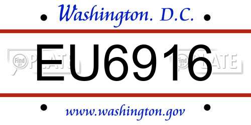 EU6916 District Of Columbia License Plate
